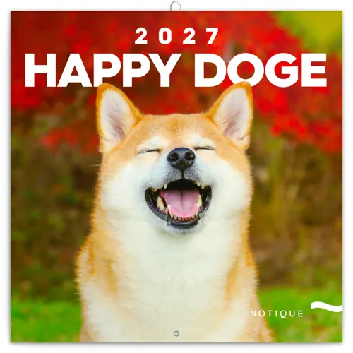 Nástěnný kalendář poznámkový 2027 Notique Happy Doge, 30 x 30 cm