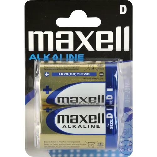 Alkalické baterie D MAXELL (LR20 2BP), 2ks