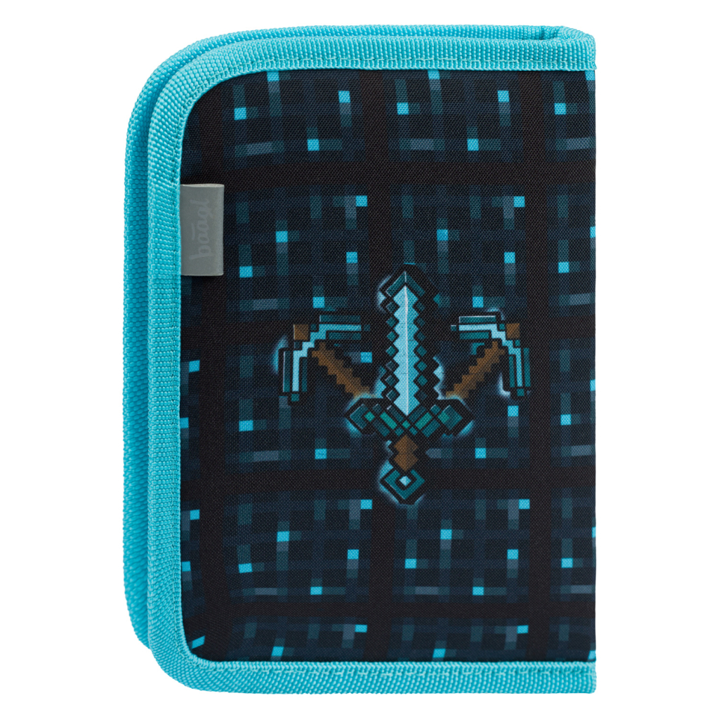 Zadní strana penálu Baagl Minecraft Blue Axe s motivem meče a seker