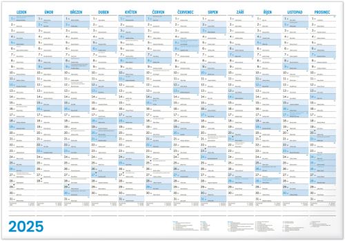 Nástěnný roční kalendář 2025 Presco Group B1, 96,4 x 67 cm