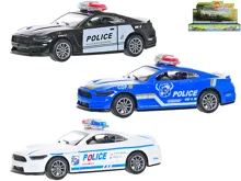 Auto policejní kovové 1:36, 11 cm na zpětné natažení - mix barev