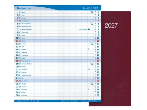 Měsíční diář 2027 MFP M101 PVC vínový