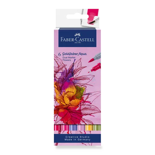 Popisovače Faber-Castell Goldfaber Aqua Dual Marker Flowers - sada 6 barev