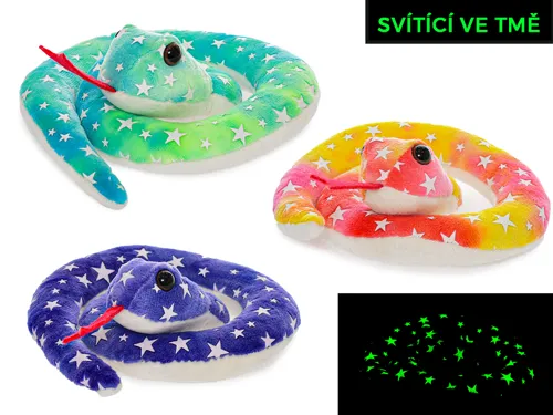 Plyšový had 15 cm svítící ve tmě - mix barev