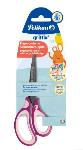 Nůžky pro praváky špičaté Pelikan Griffix - fialové