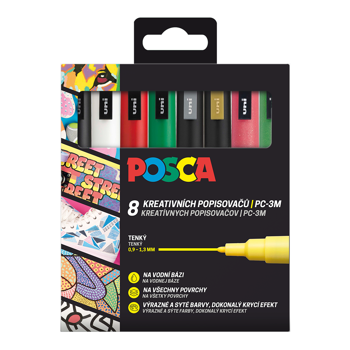 Levně Sada dekoračních popisovačů Posca PC-5M, CHRISTMAS, 0,9 - 1,3 mm, 8 vánočních barev