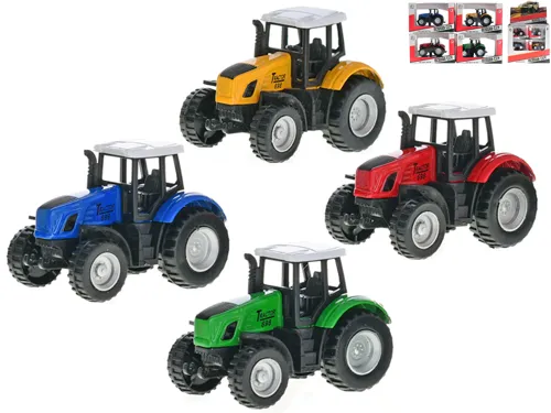 Traktor kovový 8 cm na zpětné natažení - mix barev