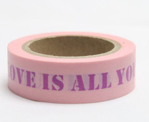 Dekorační lepicí páska - WASHI tape-1ks love is all you need...