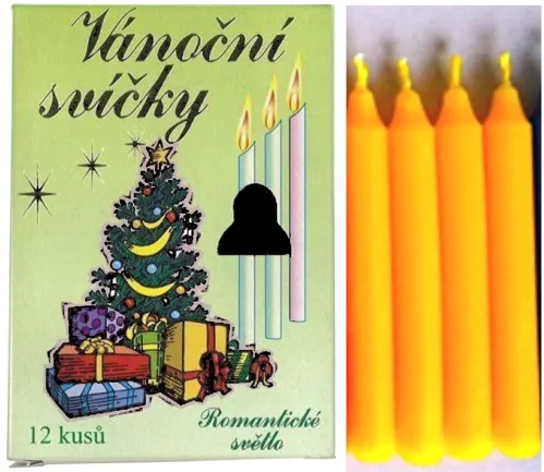 Vánoční svíčky na stromeček 9,5cm, 12ks - žluté