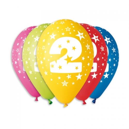 Balónky nafukovací průměr 30cm – potisk číslice "2", 10ks