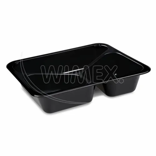 Menu mísa (PP) Foodyboxx extra-pevná 3dílná černá 227 x 178 x 49 mm, 50 ks