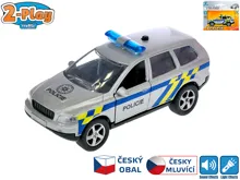 Auto 2-Play Traffic policie CZ kovové 11 cm na zpětné natažení česky mluvící se světlem na baterie
