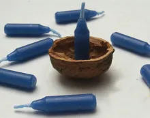 Svíčky do skořápek 8x25mm, 15ks - fialové (1)