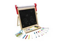 Oboustranná magnetická tabule dřevěná 33 × 33 cm s rolí papíru (3)