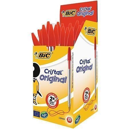 Levně Kuličkové pero BIC Cristal - červené, 50ks