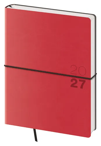 Týdenní diář 2027 Helma B6 Flexio červený s gumičkou