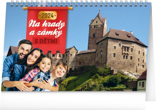 Stolní kalendář Presco Group 2024 - S dětmi na hrady a zámky, 23,1 × 14,5 cm