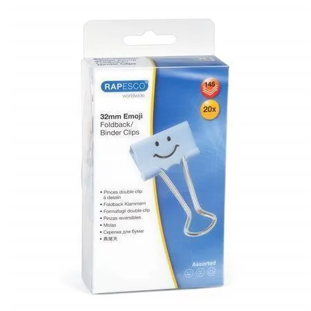 Klipy na dokumenty RAPESCO Emoji 32 mm, 20 ks, modrá