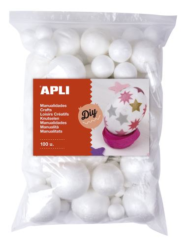 Polystyrenové koule bílé APLI, Jumbo pack, mix velikostí