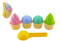 Sada na písek zmrzlina lopatka 15 cm a bábovky - mix barev
