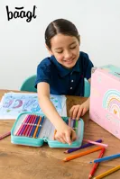 Školní penál třípatrový Baagl Duha růžový (7)