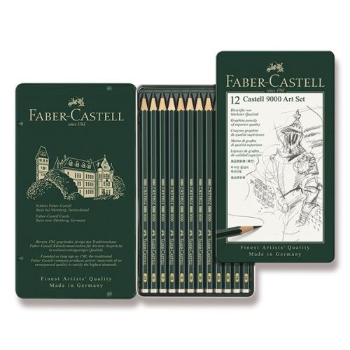 Umělecké grafitové tužky Faber-Castell Castell 9000 - Art Set, sada 12ks