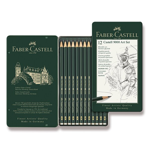 Levně Umělecké grafitové tužky Faber-Castell Castell 9000 - Art Set, sada 12ks