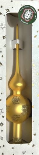 Vánoční skleněná špice, 1-kulová, zlatá, mat, sypaný dekor