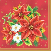 Ubrousky vánoční 33x33cm, 20ks, Poinsettia Bouquet Red Ubrousky vánoční 33x33cm, 20ks, Poinsettia Bouquet Red