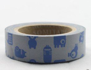 Dekorační lepicí páska - WASHI tape-1ks modří mimozemšťani