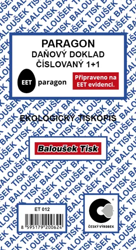 Paragon - daňový doklad číslovaný - EET