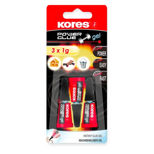 Vteřinové lepidlo Kores Power Glue Gel - 3 x 1g