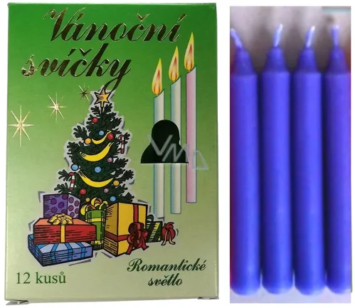 Vánoční svíčky na stromeček 9,5cm, 12ks - fialové