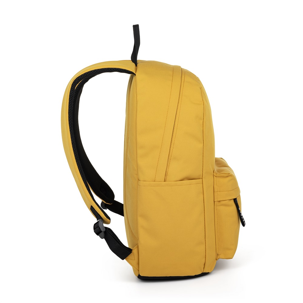 Studentský batoh OXY Runner Yellow pohled zboku – boční kapsa a popruh