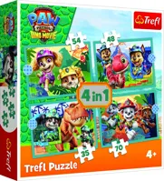 Puzzle 4v1 Tlapková patrola/Paw Patrol Dino Movie: Příběhy z ostrova dinosaurů v krabici 28x28x6cm (1)