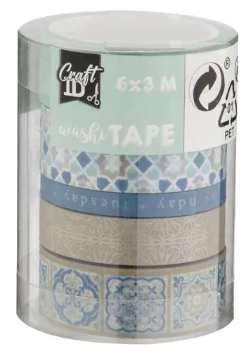 Dekorační lepicí pásky - WASHI pásky 6ks x 3m - multicolor