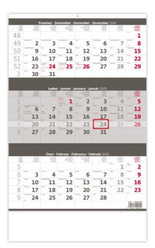 Nástěnný kalendář Helma 2025 - Tříměsíční šedý