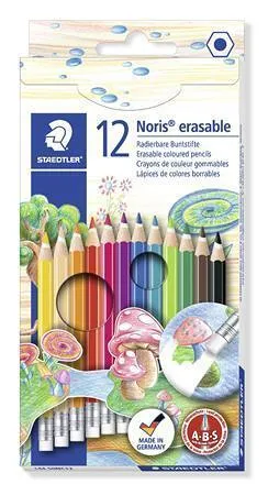 Barevné pastelky s gumou STAEDTLER Noris Club, 12 barev, sada, šestihranné