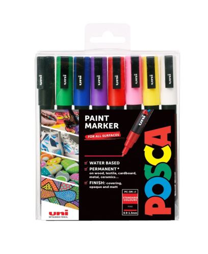 Sada dekoračních popisovačů Posca PC-3M, 0,9-1,3 mm, 8 základních barev