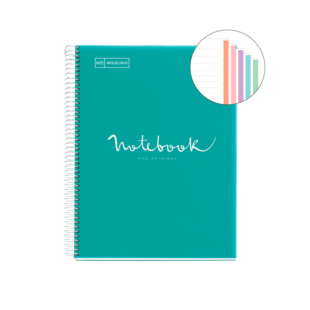 Levně Miquelrius poznámkový blok Emotions NB-5, A4, 90 g, PP, 120 listů, linka, tyrkysový