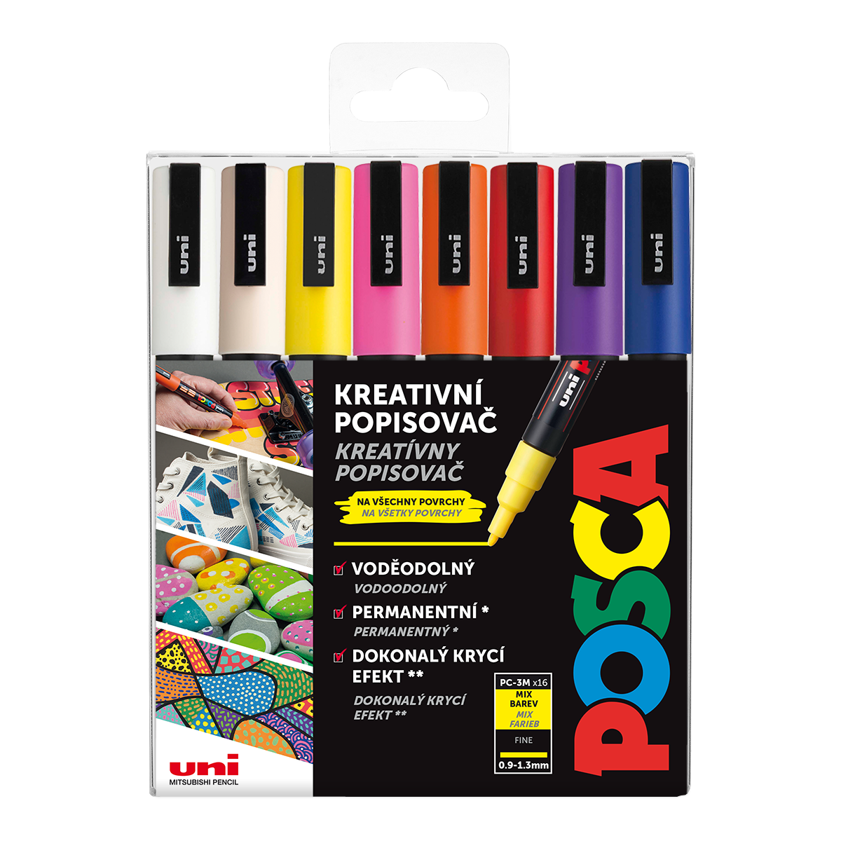 Levně Sada dekoračních popisovačů Posca PC-3M, 0,9-1,3 mm, 16 barev