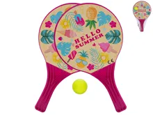 Pálky plážové 37,5 cm, 2 ks s míčkem 4 cm - růžové
