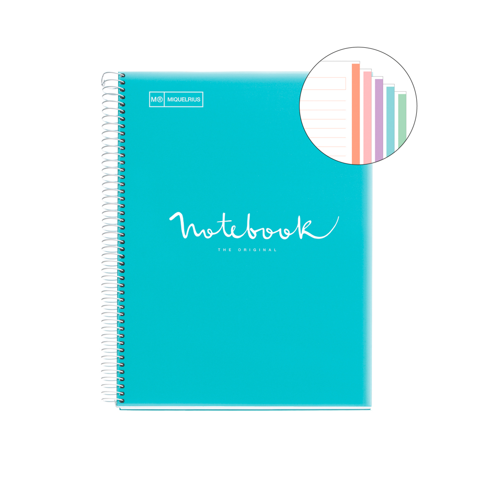 Levně Miquelrius poznámkový blok Emotions NB-5, A4, 90 g, PP, 120 listů, linka, světle modrý