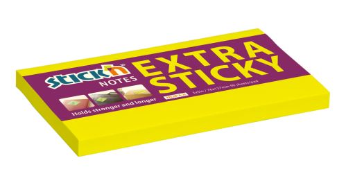 Samolepicí bloček Stick'n Extra Sticky neonově žlutý, 76 x 127 mm