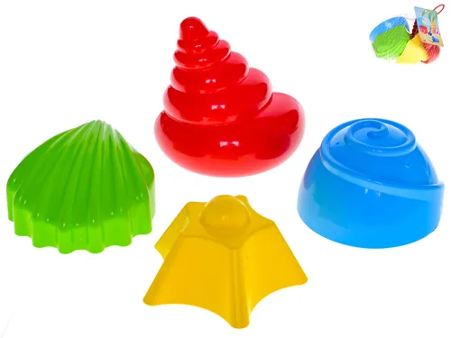 Formičky na písek mušličky 7–9 cm, 4 ks
