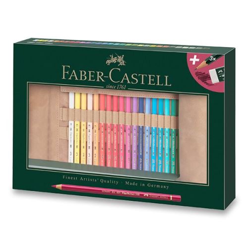 Umělecké pastelky Faber-Castell Polychromos, rolovací pouzdro, 30 barev + přísl.