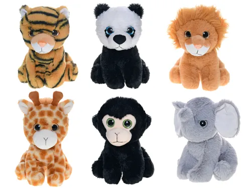Plyšové zvířátko safari 20 cm s velkýma očima - mix motivů