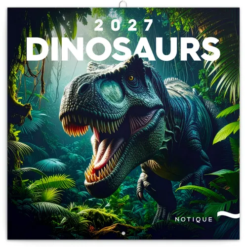 Nástěnný kalendář poznámkový 2027 Notique Dinosauři, 30 x 30 cm