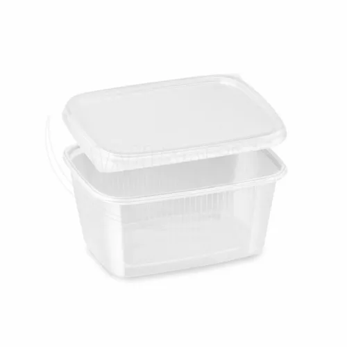 Miska (PP) hranatá průhledná 250 ml + víčko, 5 x 50 sad
