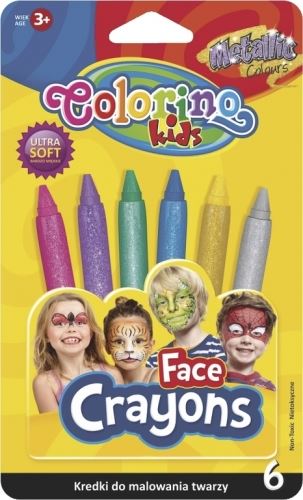 Barvy na obličej v tužce Colorino Kids metalické - 6ks